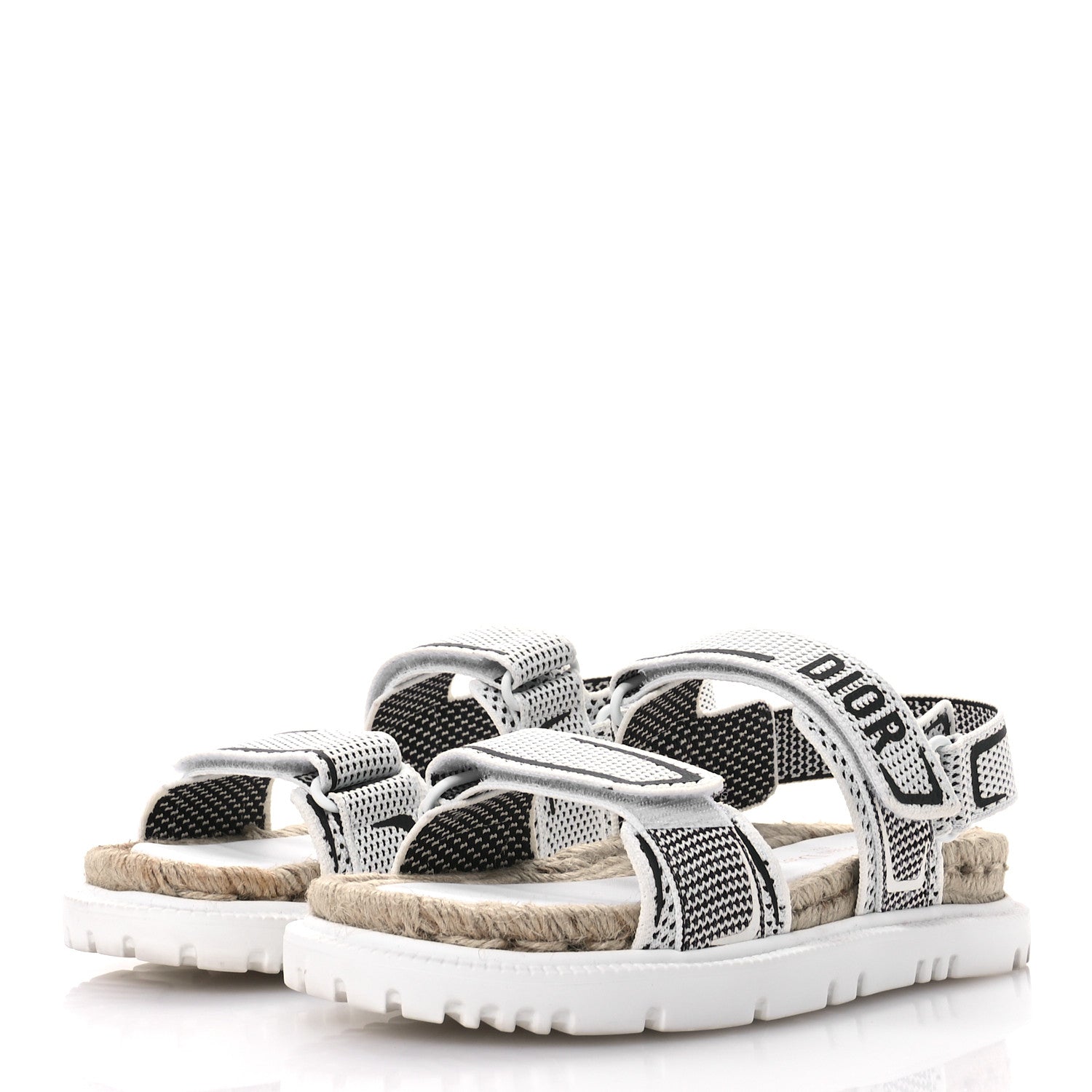 Christian Dior Technical Knit Jute Dioract 10mm Sandals 37 White Black 4 of 9