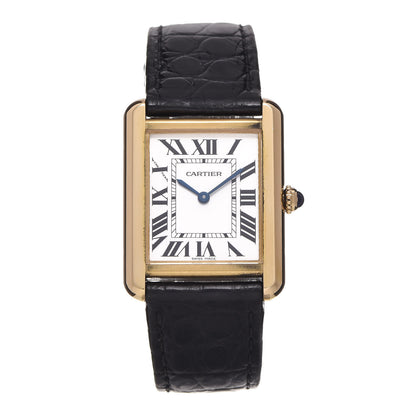 Cartier Stainless Steel 18K Yellow Gold Alligator 24mm Tank Solo Quartz Watch 1 of 8