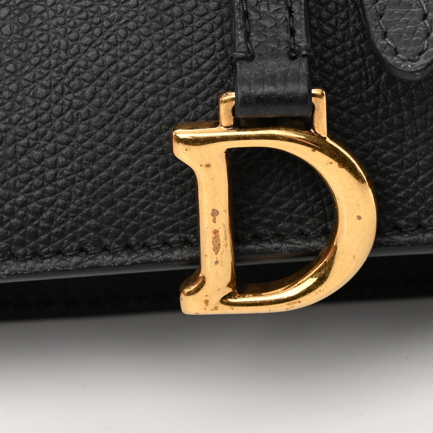 Christian Dior Grained Calfskin Saddle Chain Wallet Pouch Black 16 of 19