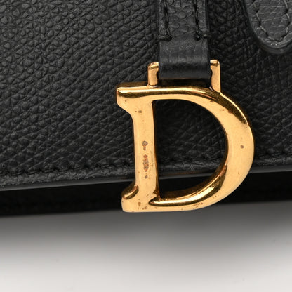 Christian Dior Grained Calfskin Saddle Chain Wallet Pouch Black 16 of 19