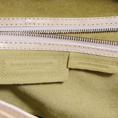 Nancy Gonzalez Crocodile Leaf Tote Sand 6 of 7