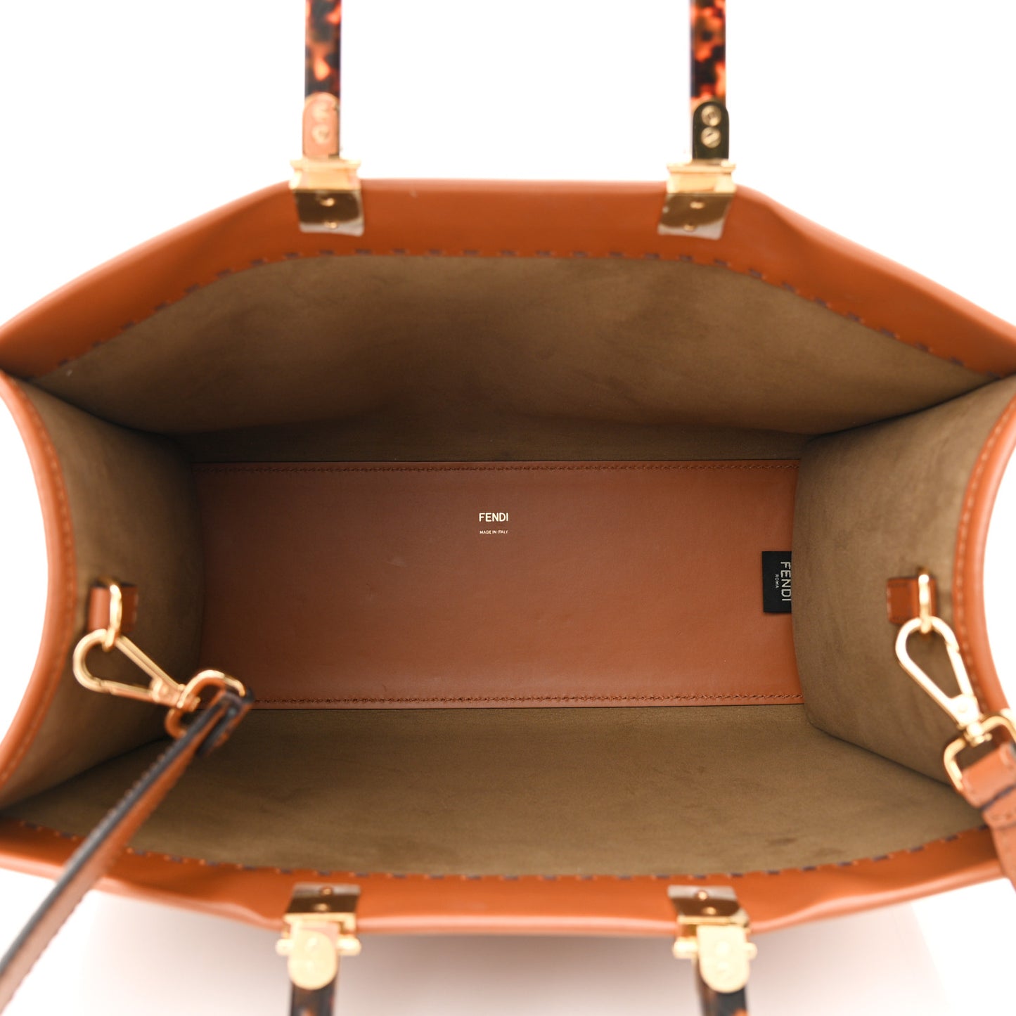 Vitello King Plexiglass Medium Fendi Sunshine Shopper Tote Cuoio