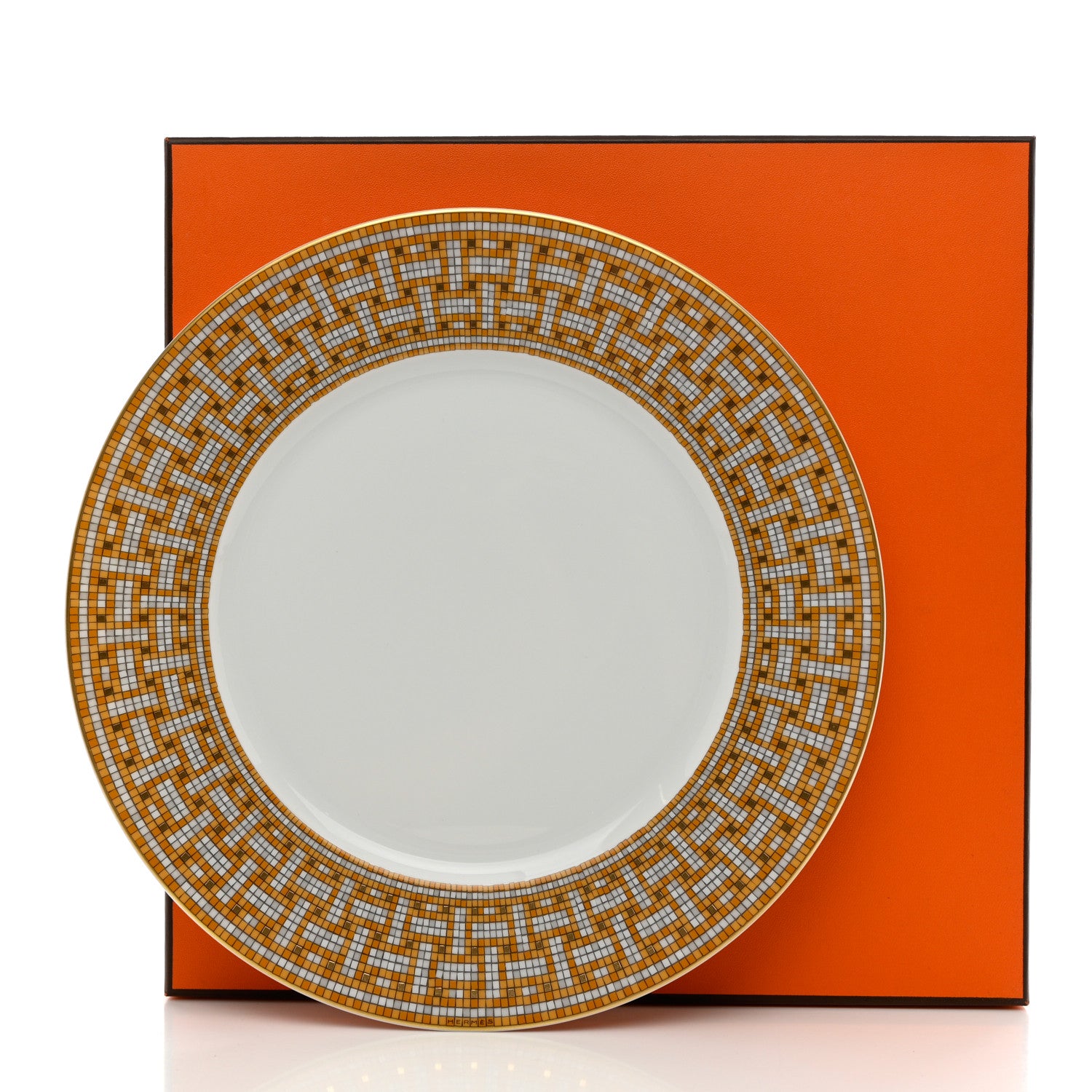 Hermes Porcelain Mosaique Au 24 Gold Dinner Plate Set of 2 8 of 8