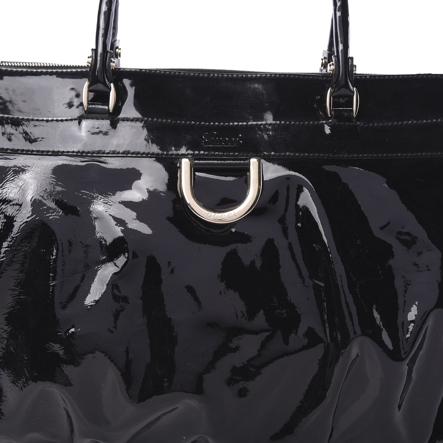 Gucci Patent Large D Ring Tote Black 7 of 12