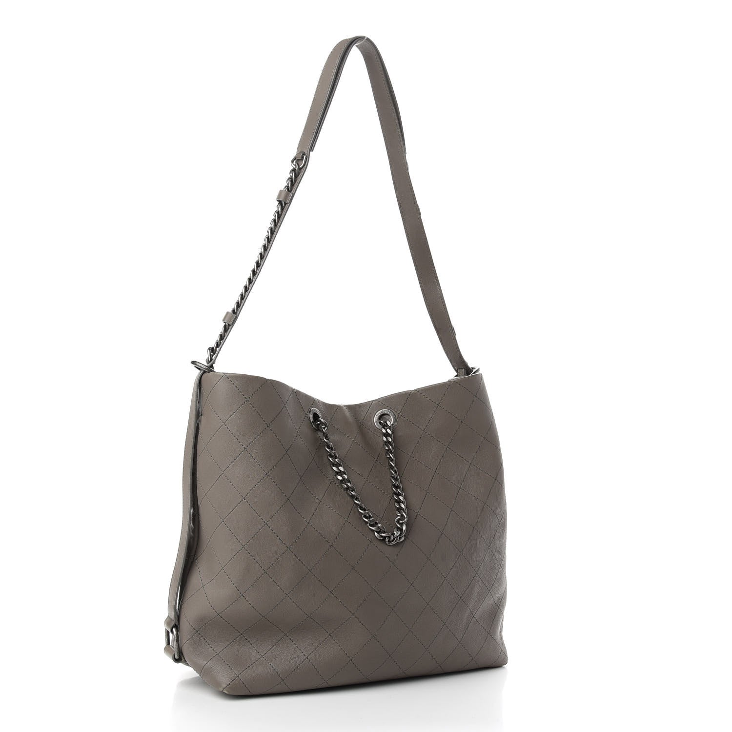 Chanel Calfskin Stitched Large Hobo Grey 4 of 10