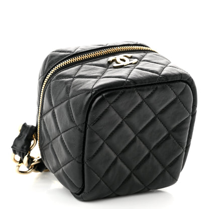 Chanel Lambskin Quilted Cube Chain Wristlet Case Black 4 of 11