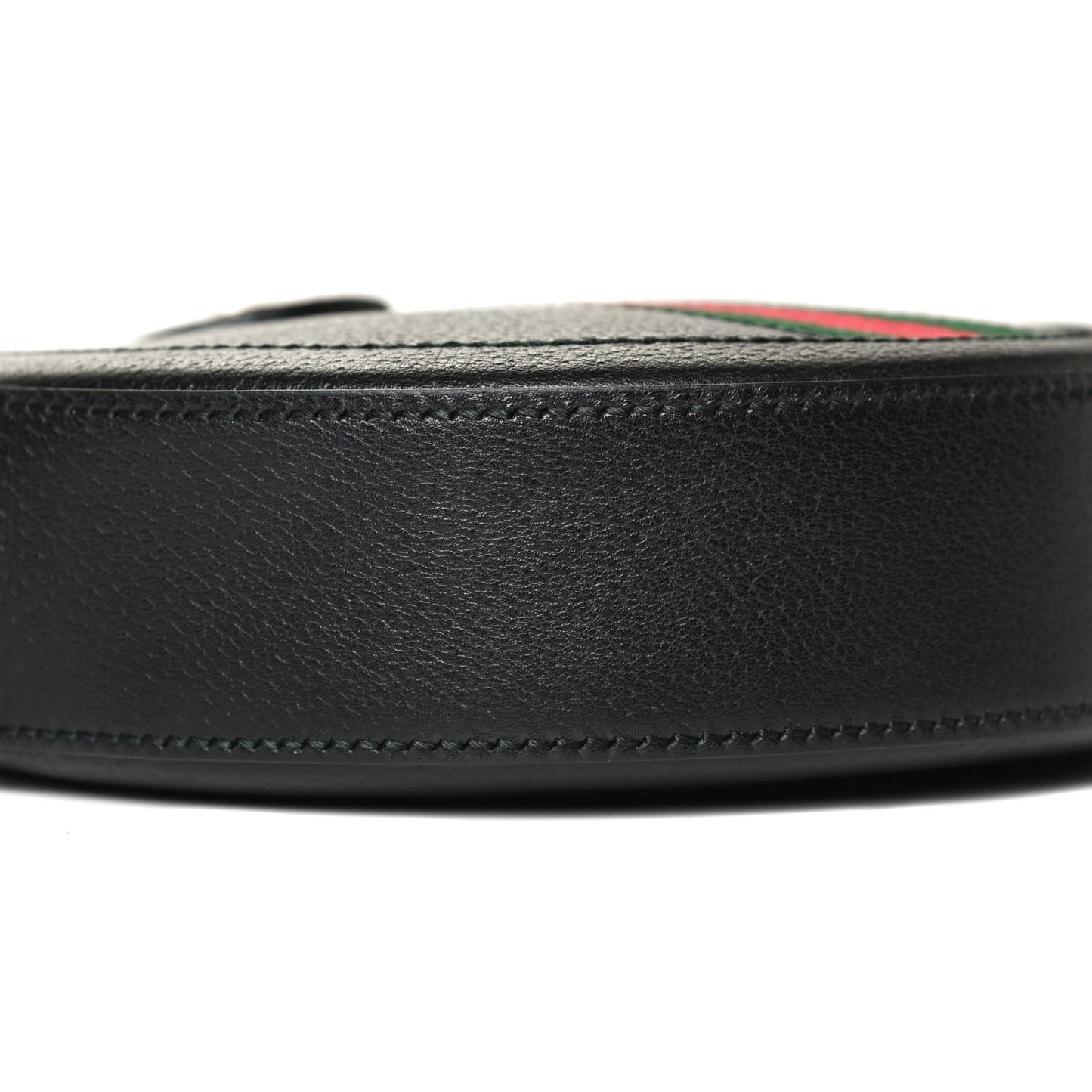 Grained Calfskin Web Mini Ophidia Round Shoulder Bag Black