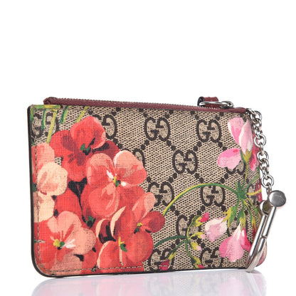 Gucci GG Supreme Monogram Blooms Key Ring Coin Case Beige Multicolor Dry Rose 3 of 9