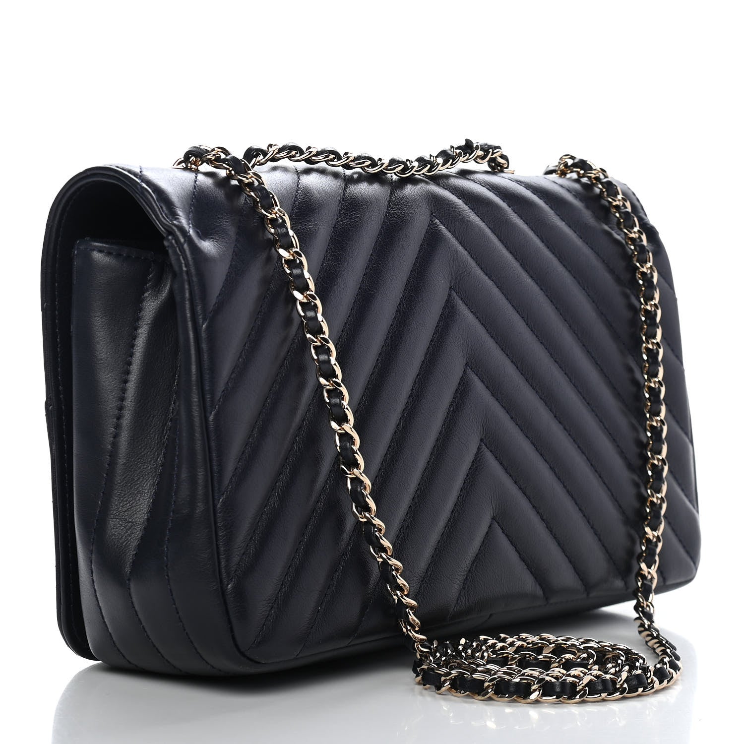 Chanel Calfskin Chevron Quilted Small Statement Flap Navy 2 of 9