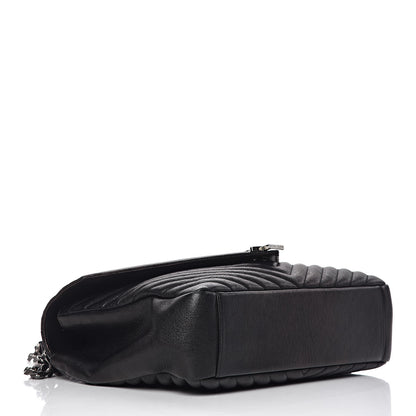 Saint Laurent Sheepskin Matelasse Chevron Monogram Large College Satchel Black 4 of 21