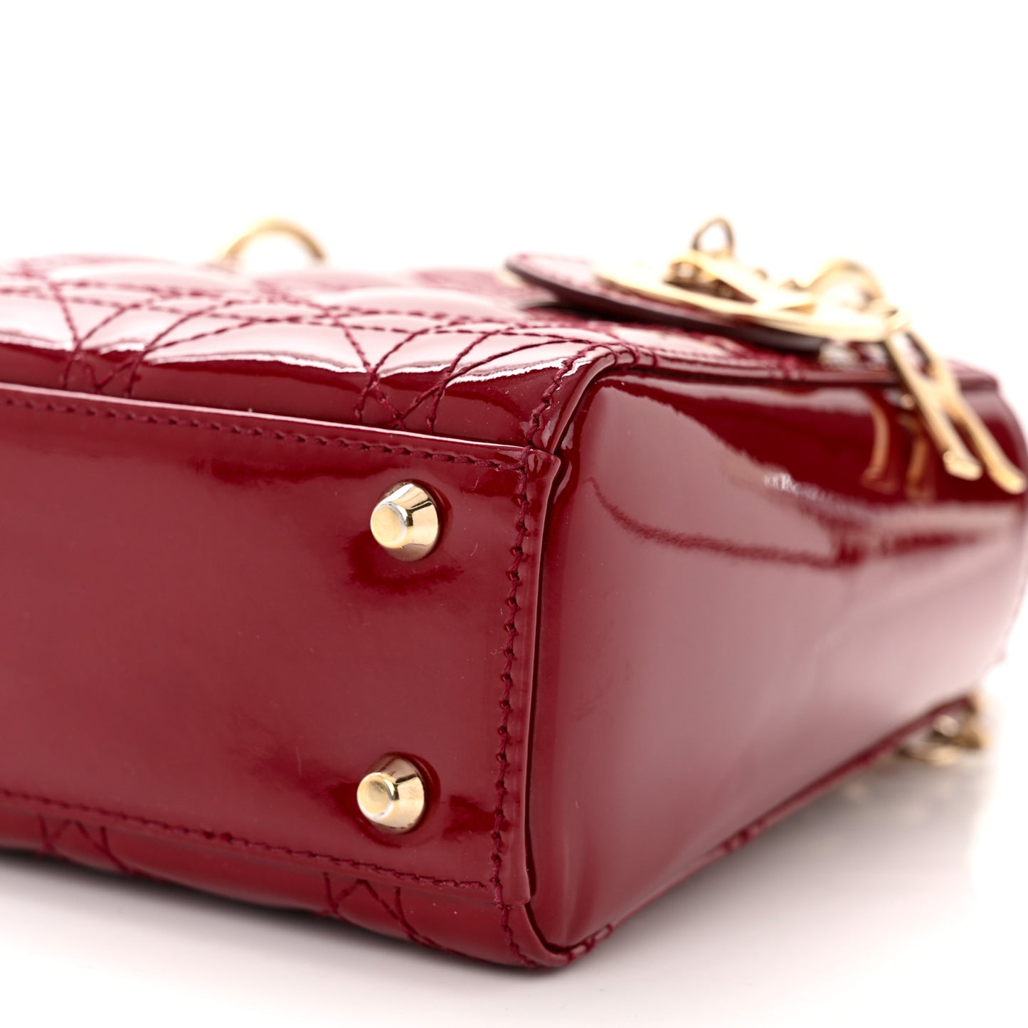 Patent Cannage Mini Lady Dior Red