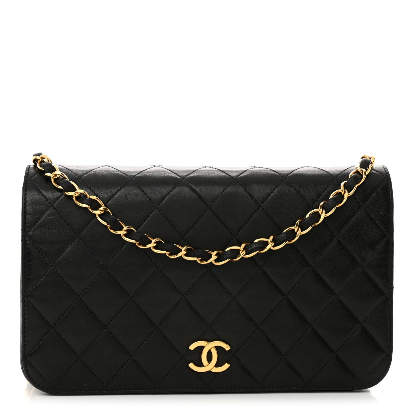 Lambskin Quilted Small Single Flap Black