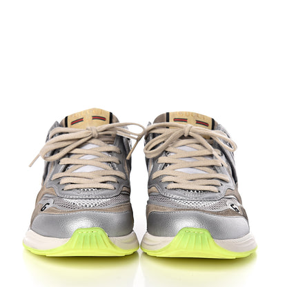 Gucci Metallic Calfskin Suede Womens Ultrapace Sneakers 36.5 Silver Oatmeal 2 of 10
