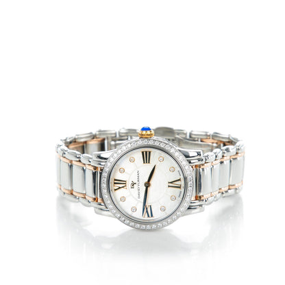 David Yurman Stainless Steel 18K Rose Gold Diamond Bezel Mother of Pearl 30mm Classic Quartz Watch 4 of 8