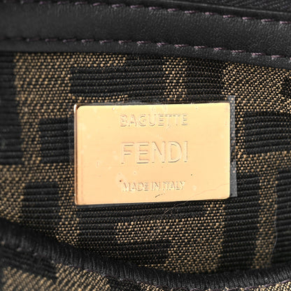 Fendi Fabric Jacquard FF 1974 Medium Baguette Tobacco Moro Black 6 of 8