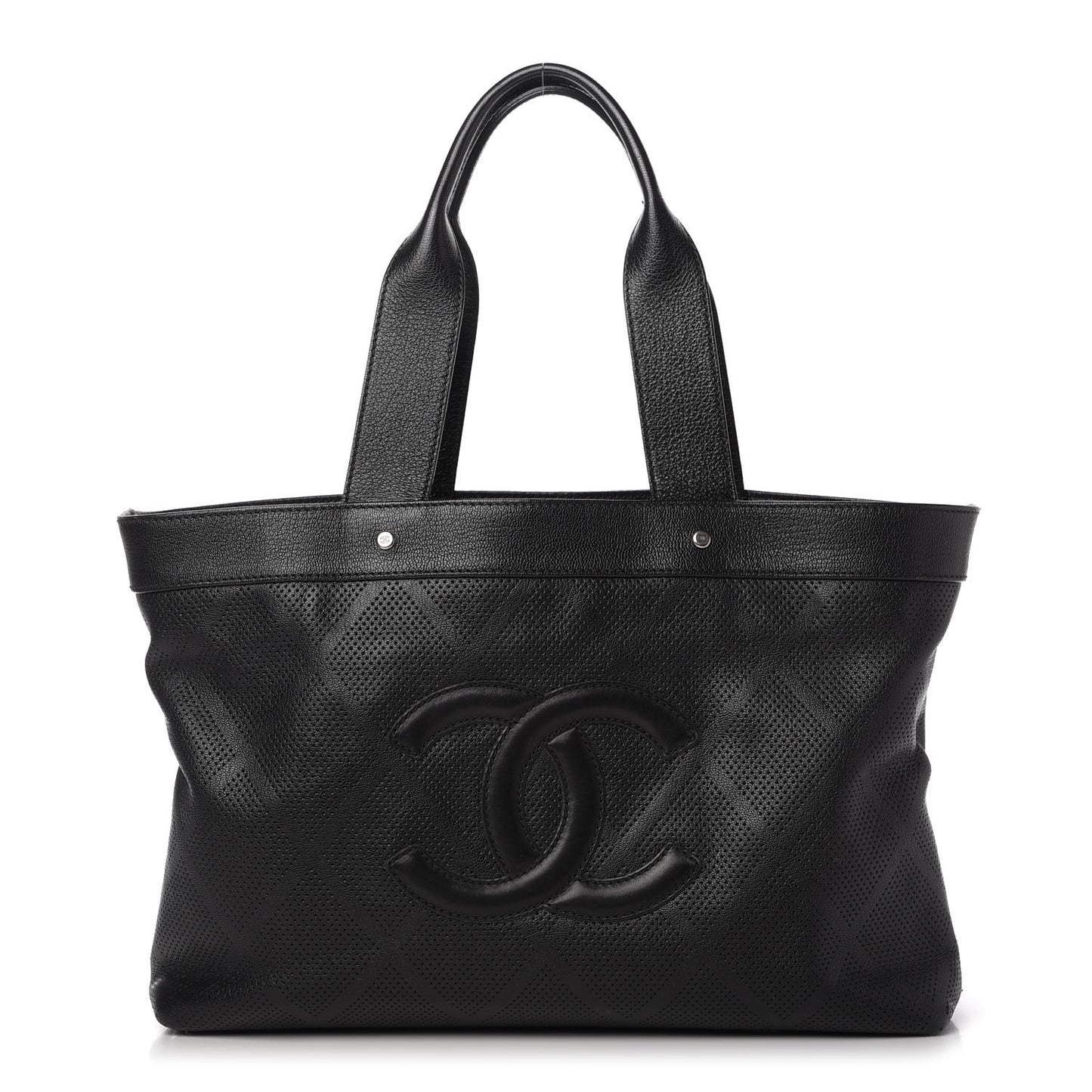 Goatskin Perforated Large CC Tote Black