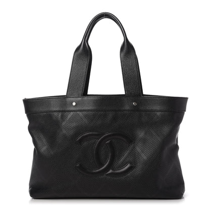 Chanel Goatskin Perforated Large CC Tote Black 1 of 10