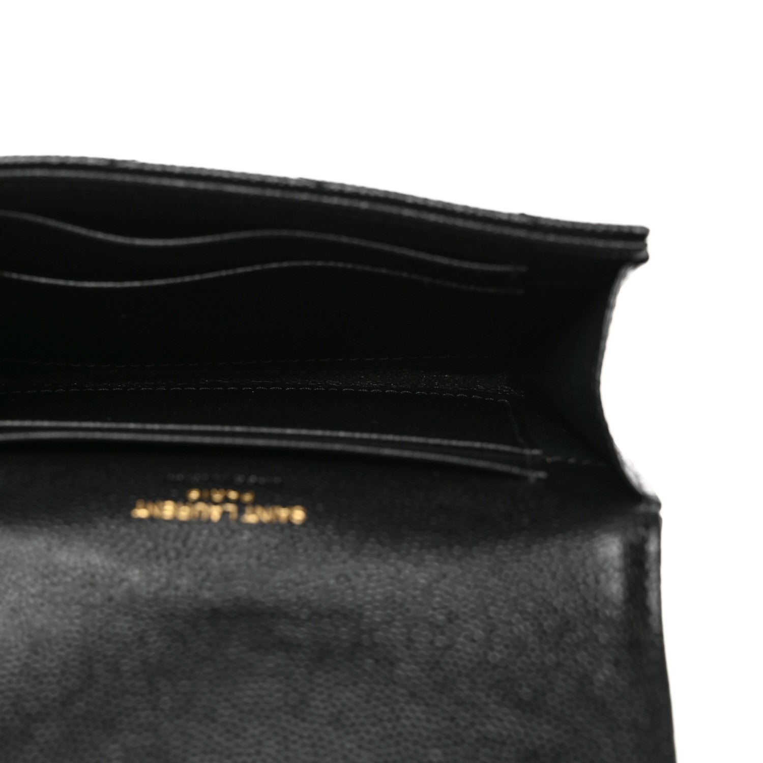 Saint Laurent Grain De Poudre Matelasse Chevron Small Monogram Envelope Wallet Black 5 of 8