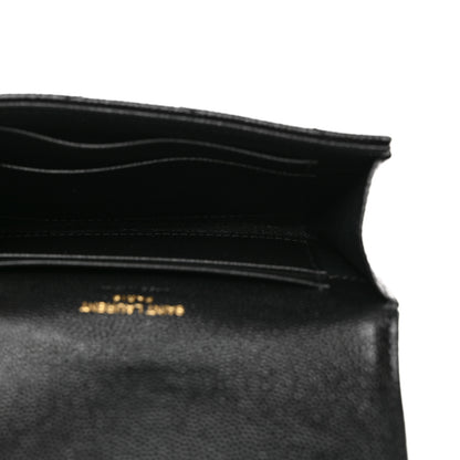 Saint Laurent Grain De Poudre Matelasse Chevron Small Monogram Envelope Wallet Black 5 of 8