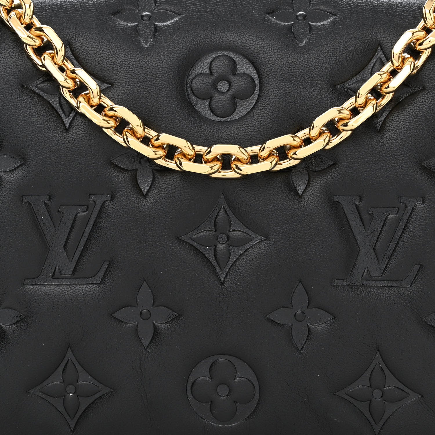 Louis Vuitton Lambskin Embossed Monogram Pochette Coussin Black 7 of 10