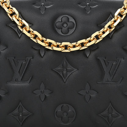 Louis Vuitton Lambskin Embossed Monogram Pochette Coussin Black 7 of 10