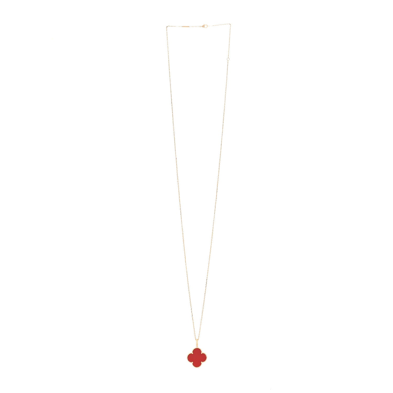 Van Cleef & Arpels 18K Yellow Gold Carnelian Magic Alhambra Long Necklace 2 of 7
