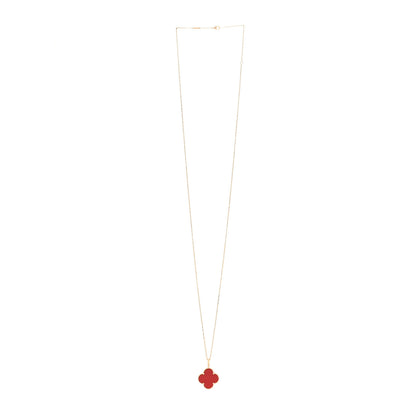 Van Cleef & Arpels 18K Yellow Gold Carnelian Magic Alhambra Long Necklace 2 of 7
