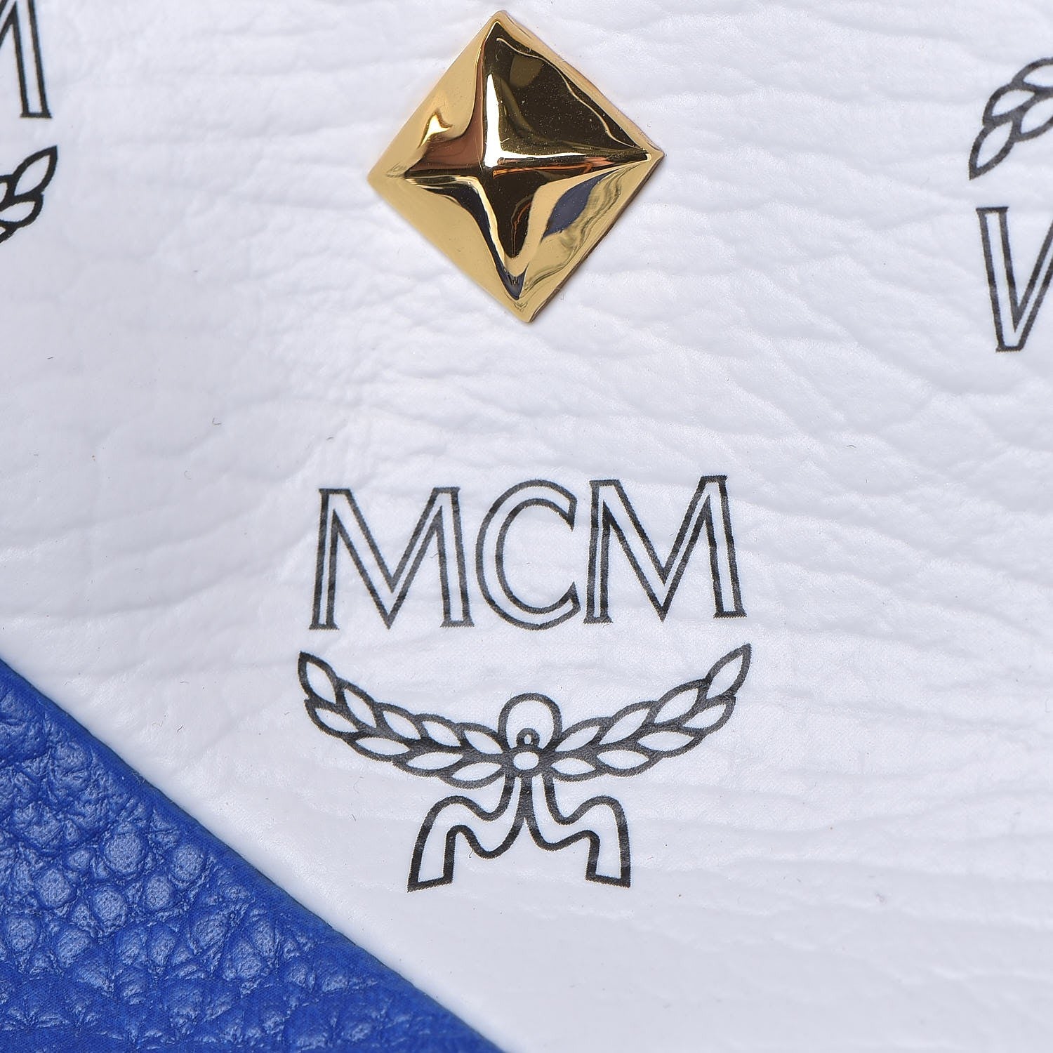 MCM Visetos Studded Medium Stark Backpack White Blue 19 of 20