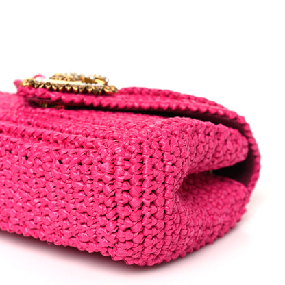 Dolce & Gabbana Raffia Woven Devotion Envelope Shoulder Bag Pink 9 of 9