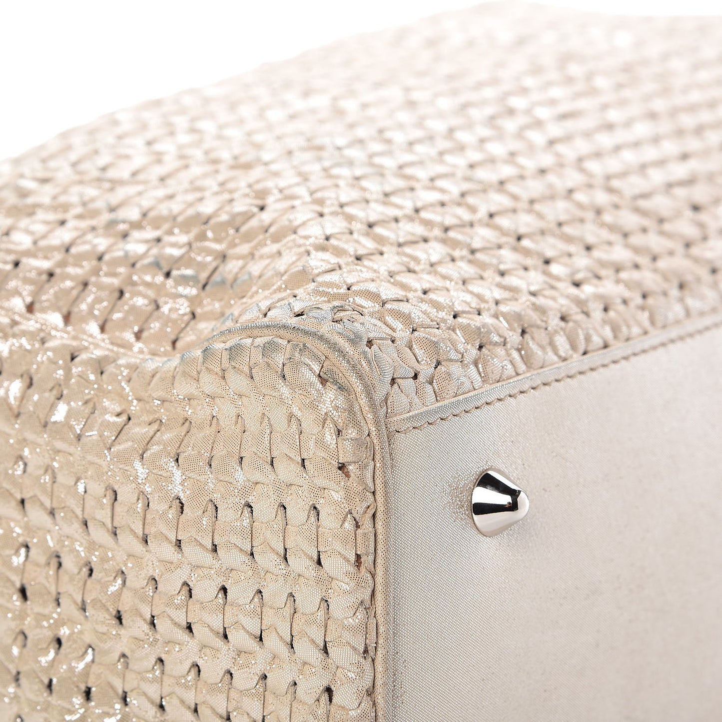 Metallic Suede Woven Lady Dior Shopping Tote Gold