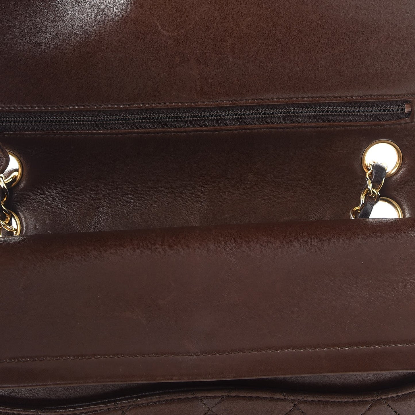 Lambskin Medium Double Flap Brown