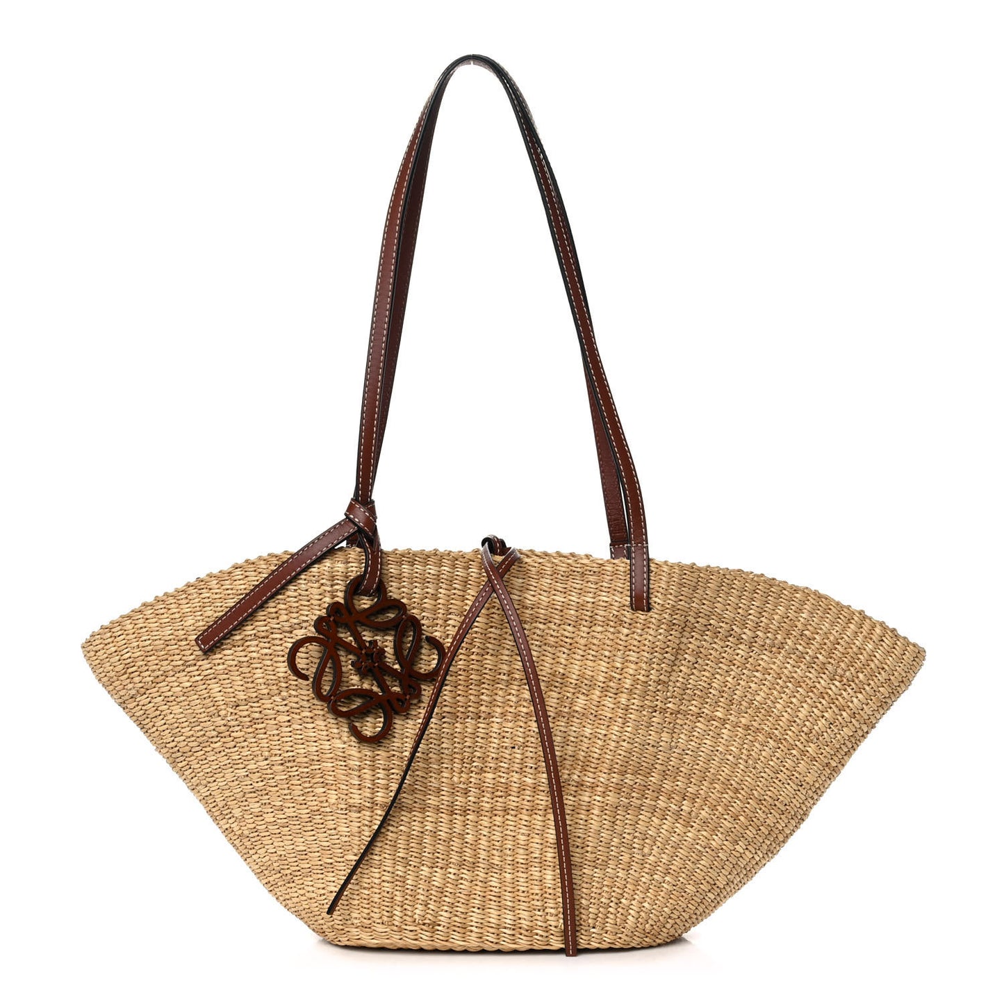 Calfskin Raffia Paulas Ibiza Small Basket Tote Bag Natural Tan