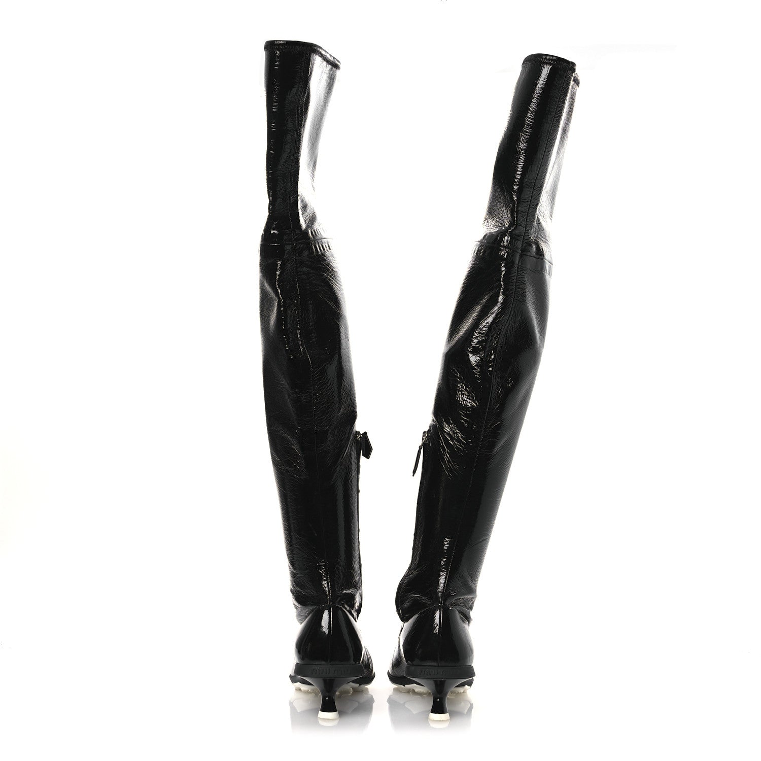 Miu Miu Nappa Stretch Knee High Heel Boot 36.5 Black 6 of 10
