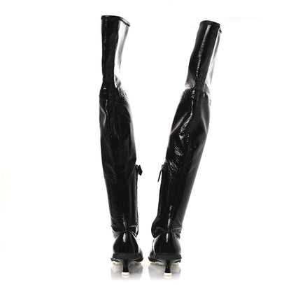 Miu Miu Nappa Stretch Knee High Heel Boot 36.5 Black 6 of 10