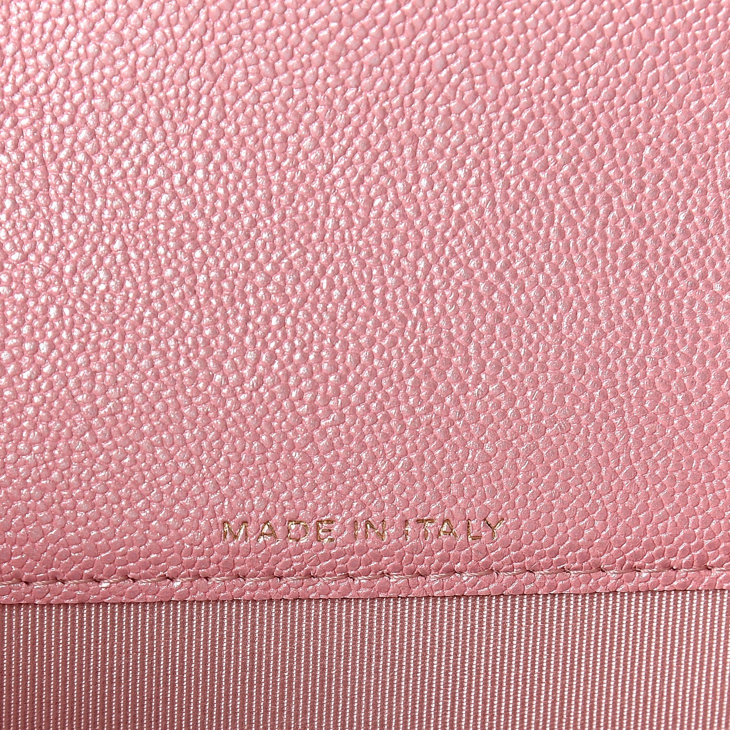 Iridescent Caviar Quilted Flap Card Holder Rose Pink