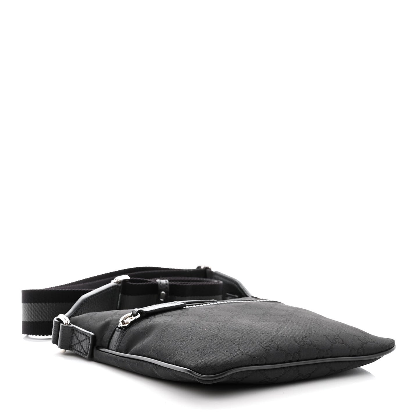 Nylon Monogram Mini Flat Messenger Bag Black