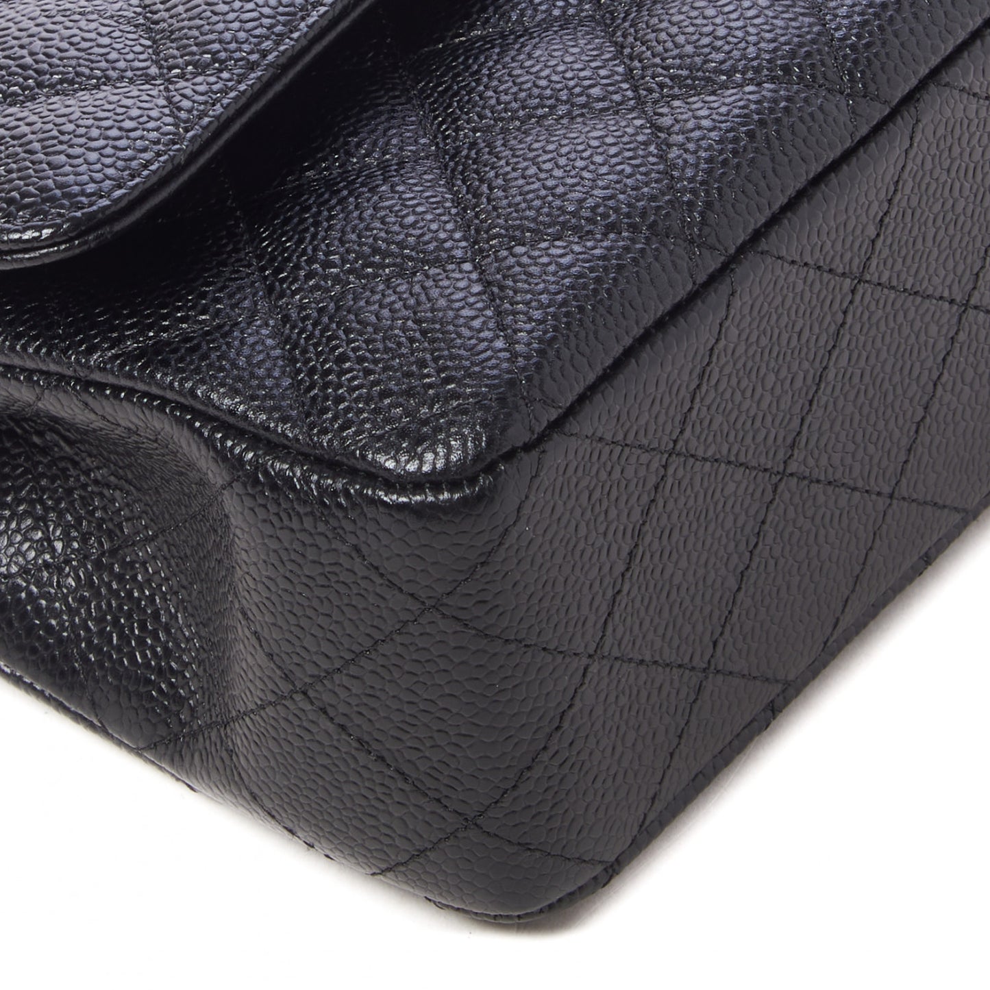 Caviar Quilted Medium Double Flap Black