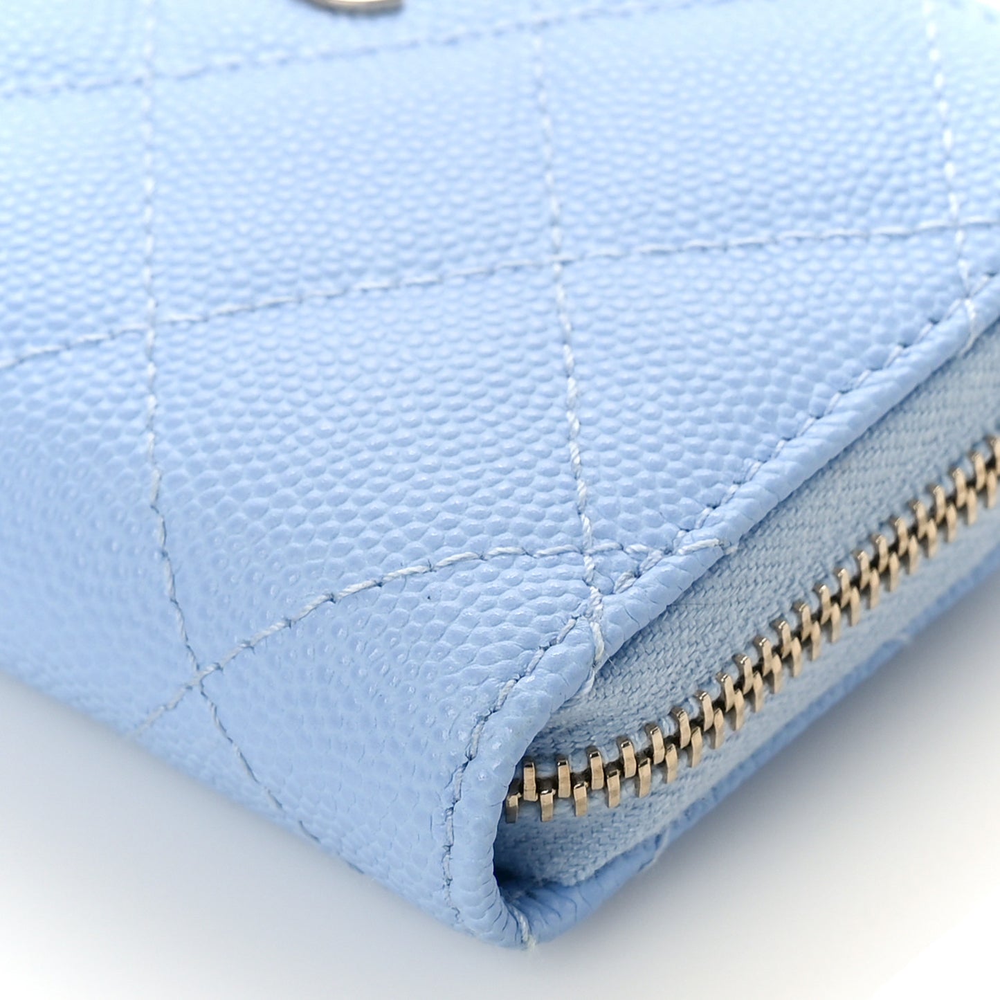 Caviar Quilted Zip Coin Purse Light Blue
