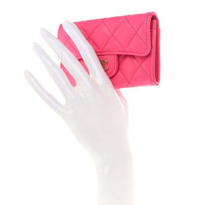 Chanel Caviar Quilted Flap Card Holder Wallet Fuchsia 2 of 9