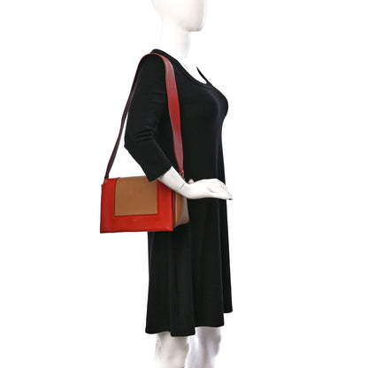 Celine Shiny Smooth Calfskin Medium Frame Shoulder Bag Red Tan 2 of 10
