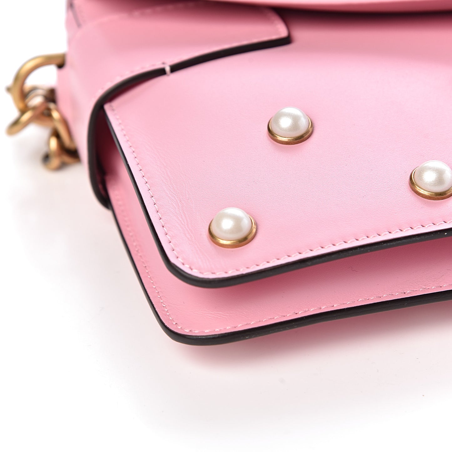 Nappa Pearl Studded Mini Queen Margaret Broadway Shoulder Bag Sugar Pink