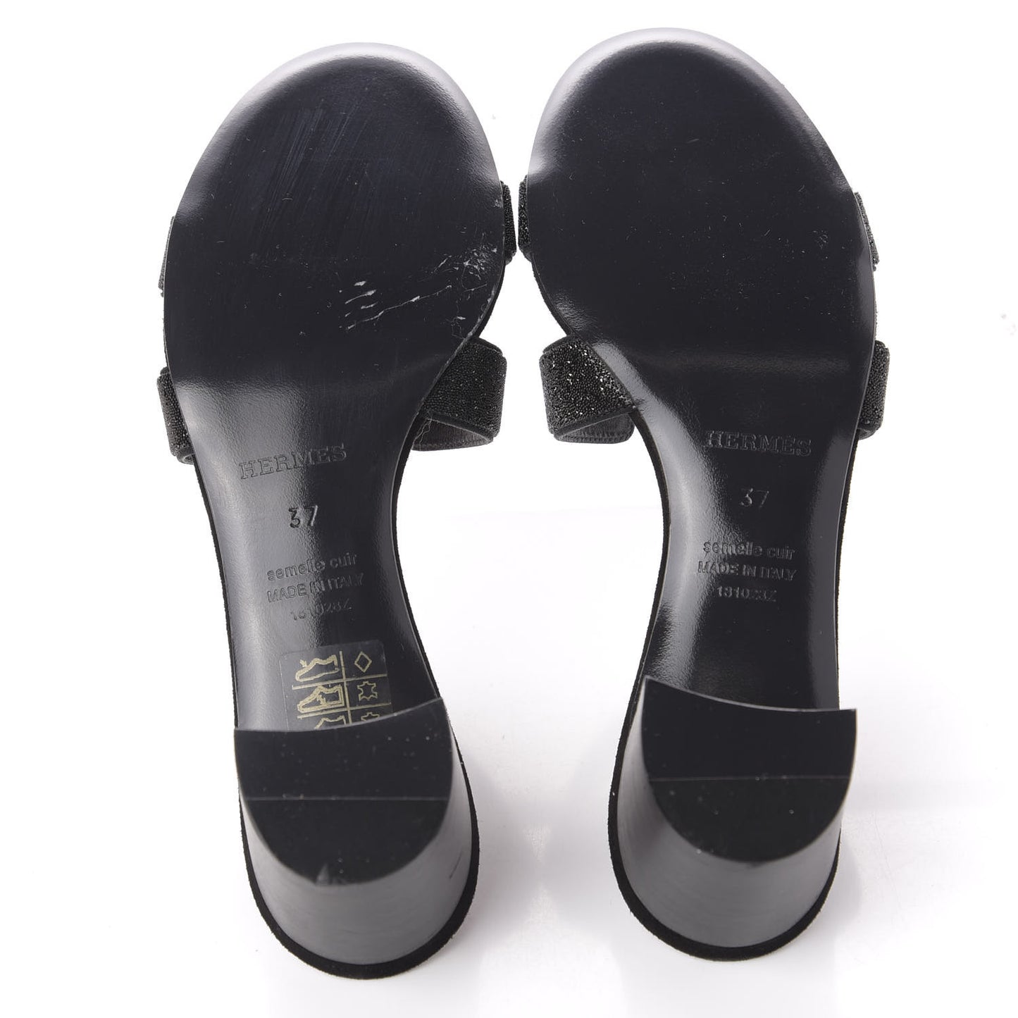 Suede Goatskin Crystal Powder Oasis Sandals 37 Black