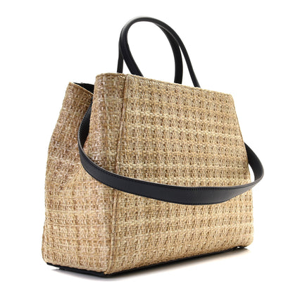 Fendi Woven Raffia Vitello Regular 2Jours Tote Natural Black 3 of 11