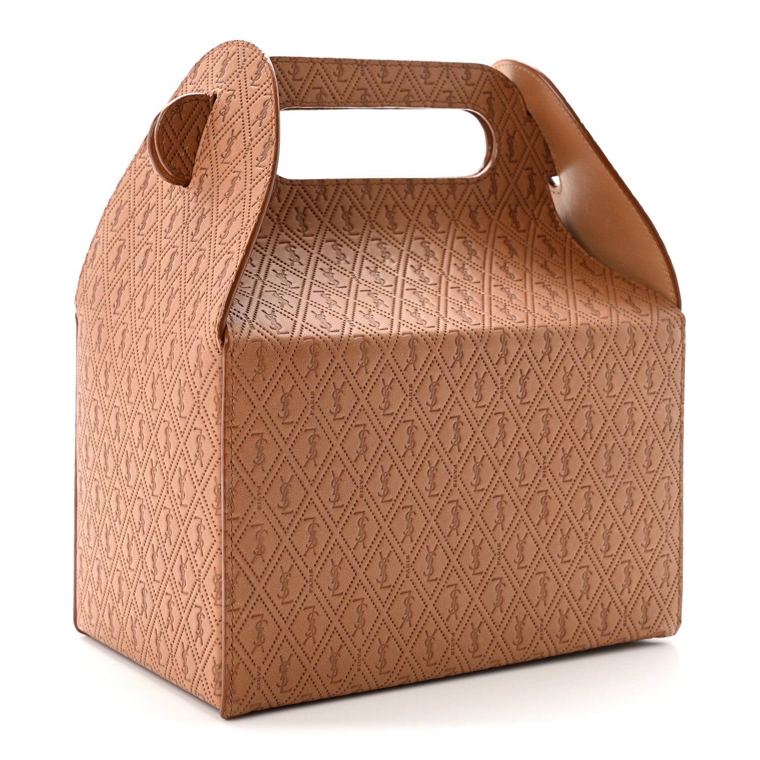 Saint Laurent Calfskin Monogram Take Away Box Dusty Vintage Brown Gold 3 of 11