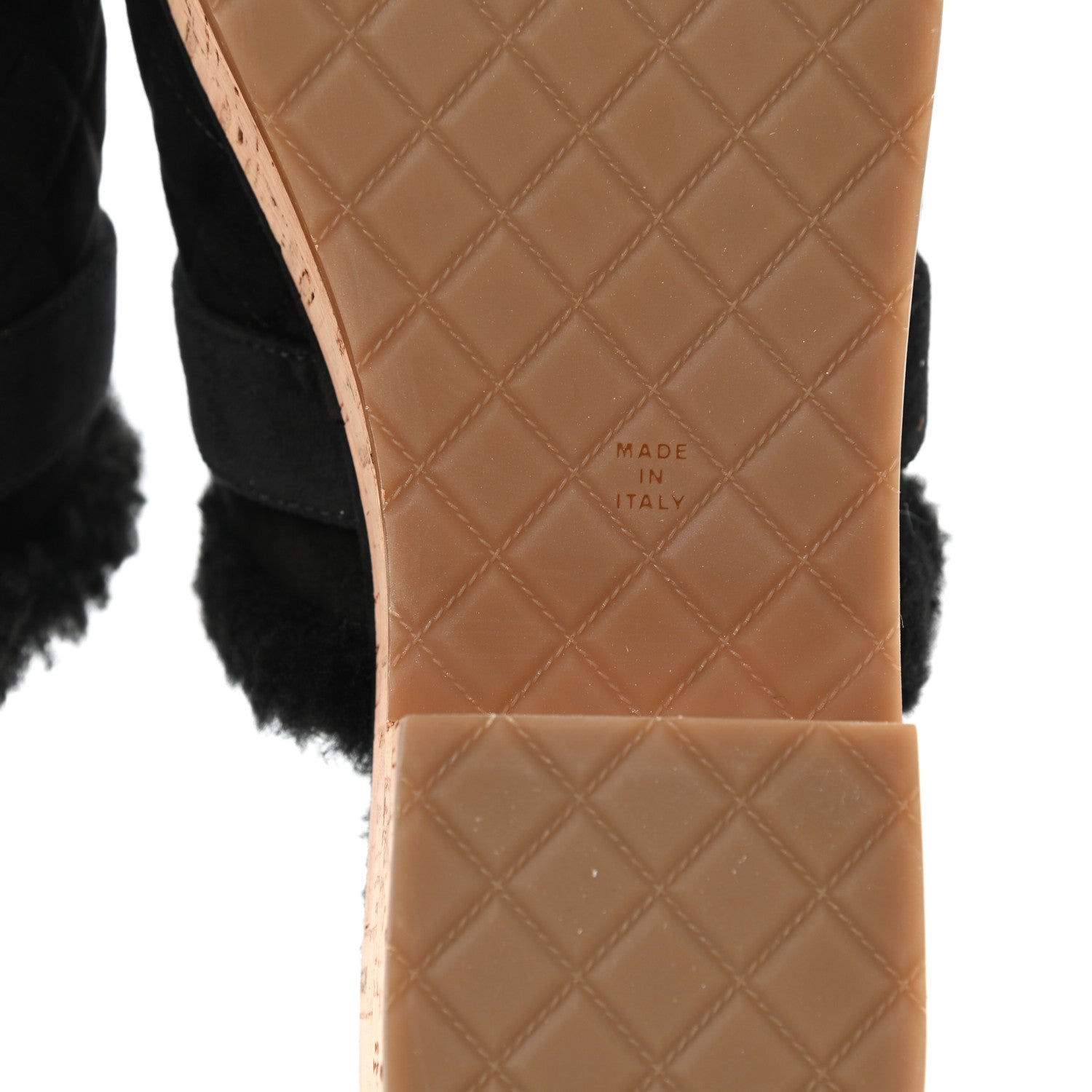 Chanel Suede Calfskin Shearling Turn Lock Clogs 39 Black 6 of 8