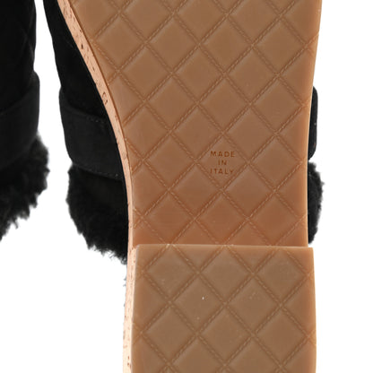 Chanel Suede Calfskin Shearling Turn Lock Clogs 39 Black 6 of 8