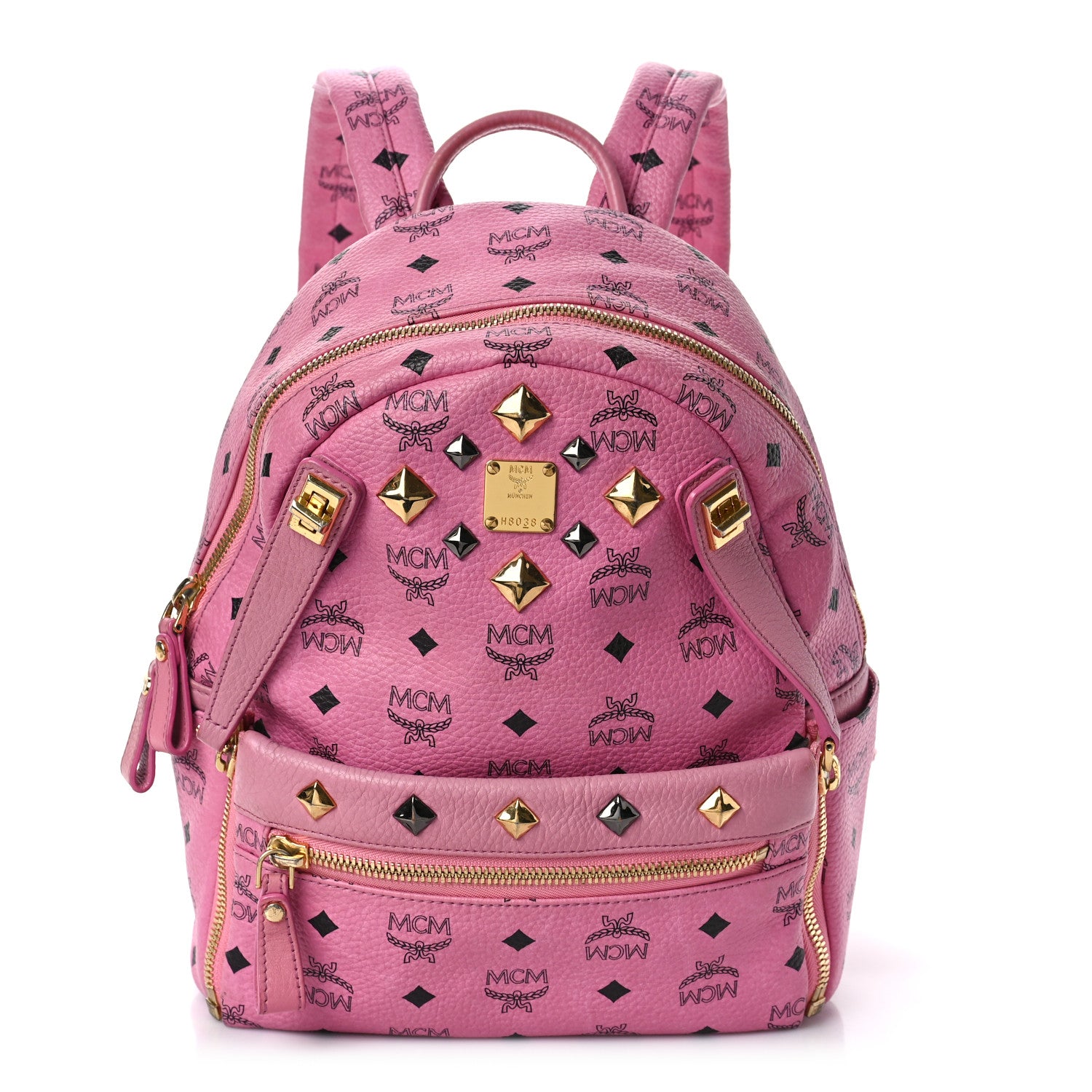 MCM Visetos Studded Small Dual Stark Backpack Pink 1 of 9