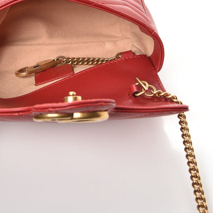 Gucci Calfskin Matelasse Super Mini GG Marmont Shoulder Bag Hibiscus Red 6 of 9