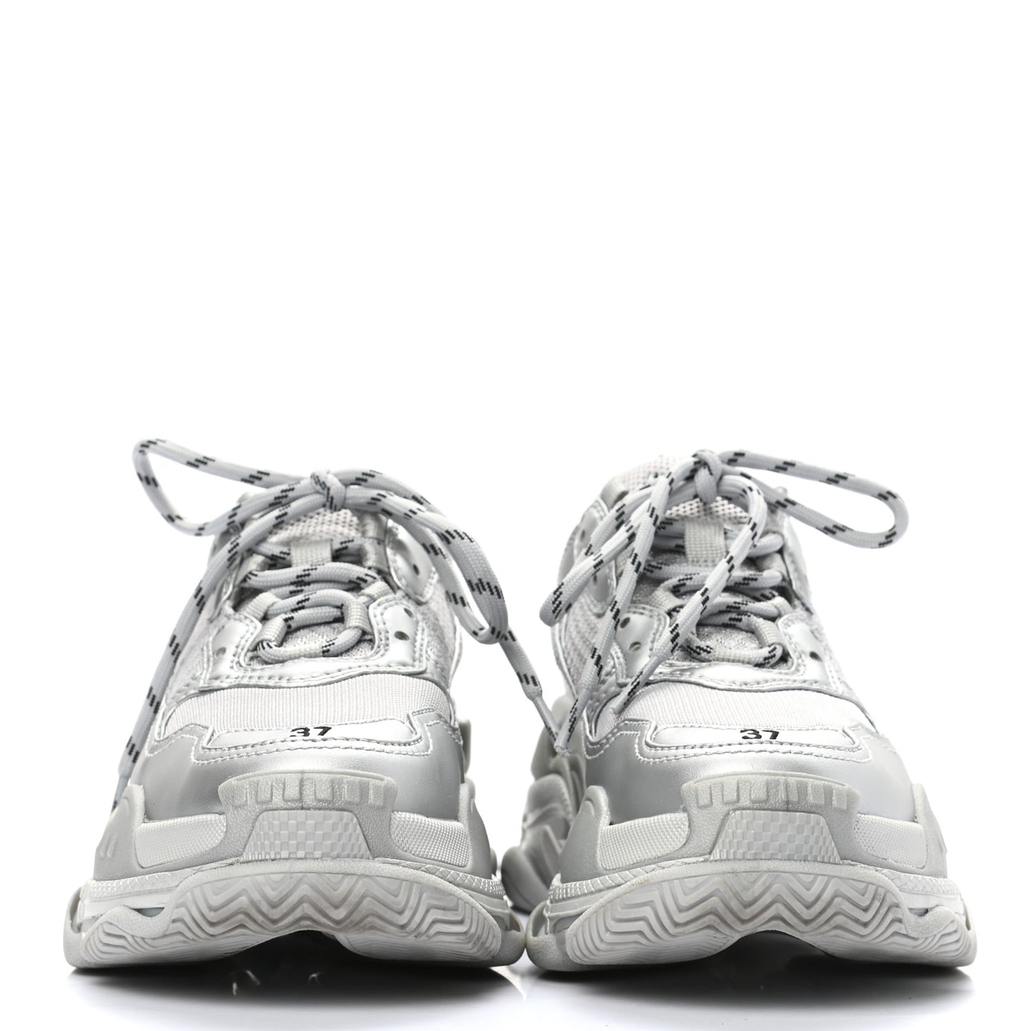 Metallic Fabric Mesh Womens Triple S Sneakers 37 Silver