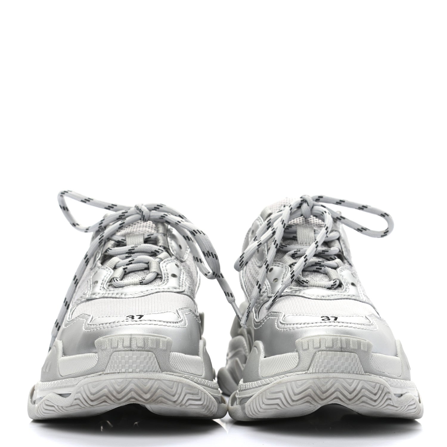 Balenciaga Metallic Fabric Mesh Womens Triple S Sneakers 37 Silver 2 of 10